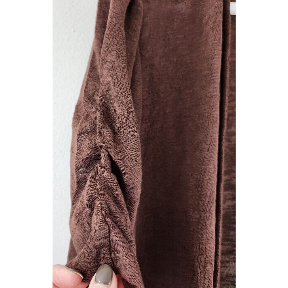 Torrid 2/ 2X Cardigan Slub Duster Ruched Short Sleeves Brown Sheer Casual NWT - Picture 3 of 6
